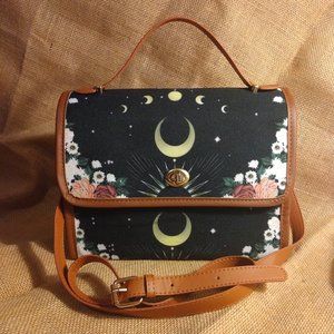Crossbody Handbag Moon Phase Floral Handmade